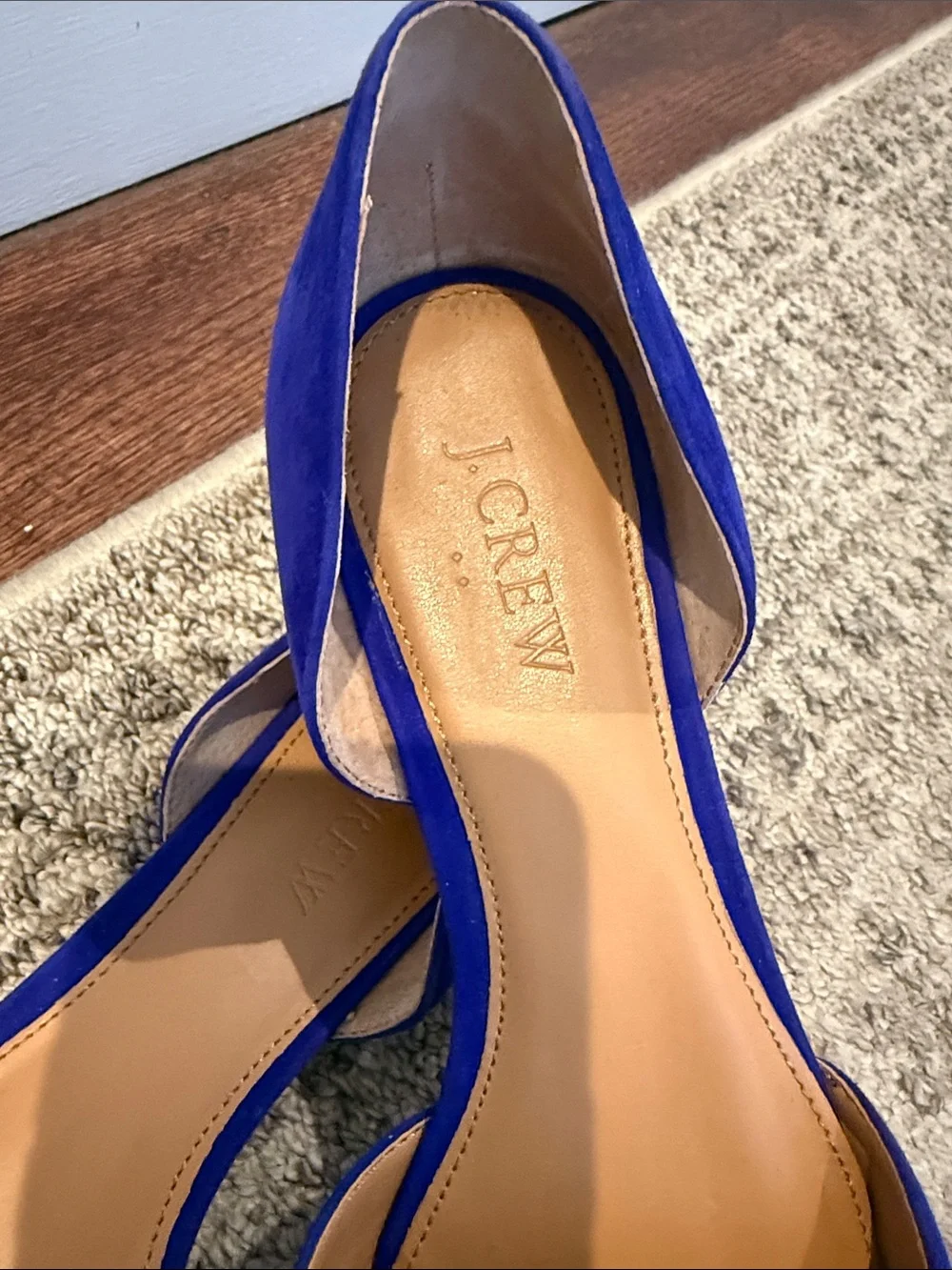 J. Crew Suede Pointed Tassel D'Orsay Flats in Cobalt Blue